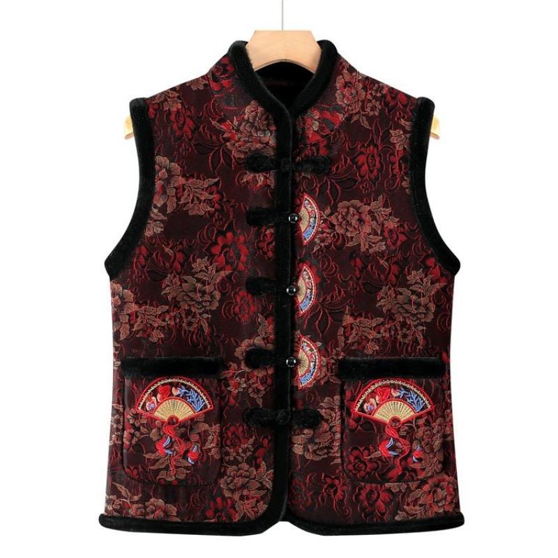 Autumn and Winter Thickened Vest Jacket Middle Old Vest Old Lady Vest Velvet Top