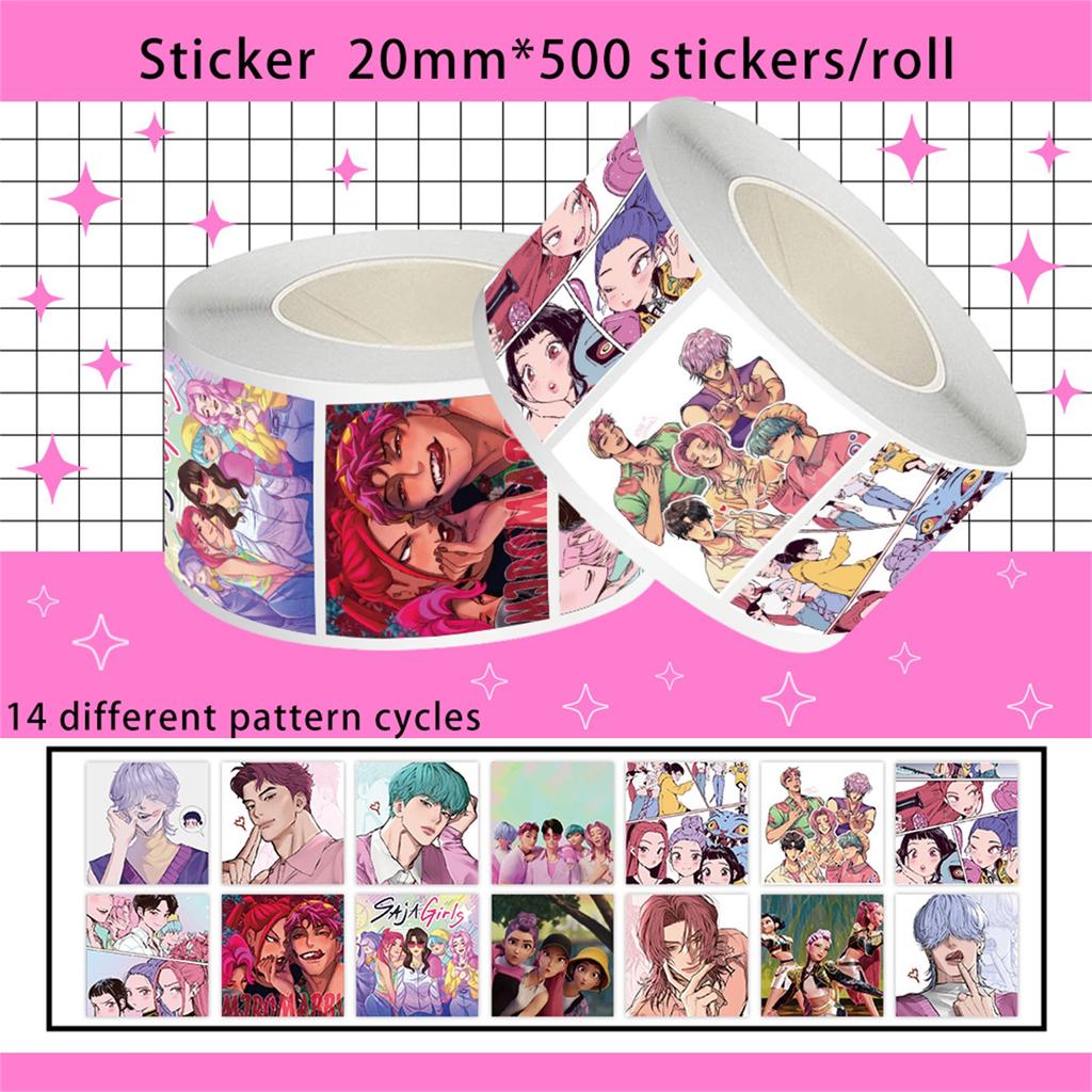 Anime Peripheral Sticker Roll, 500 Peripheral Sealing Stickers DIY Hand Journal Stationery Notebook Decoration Cutting Tape