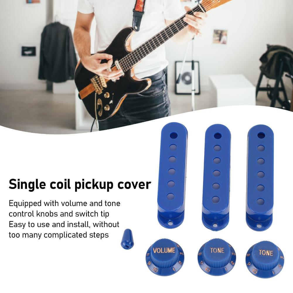 3PCS Blue Single Coil Pickup Cover ABS Switch Tip Cap Stylish Guitar Knob Set Electric Guitar