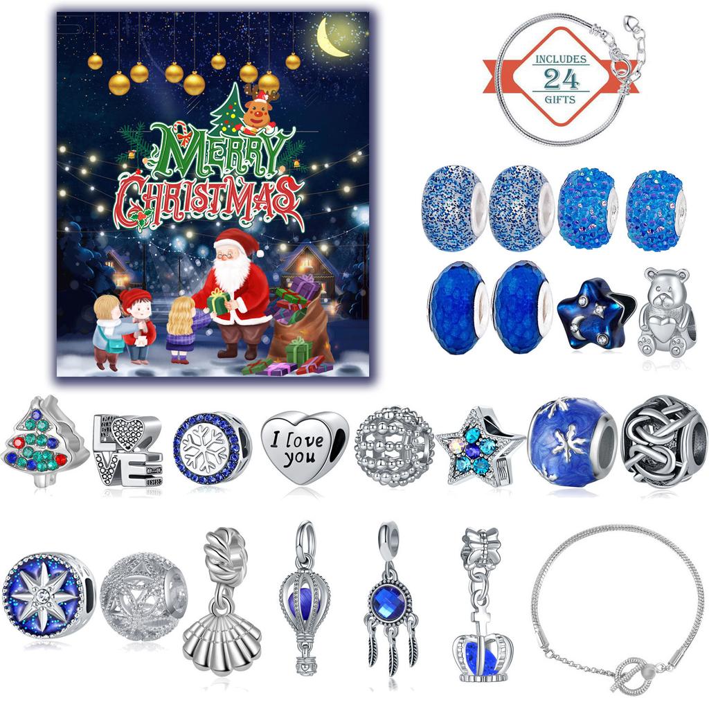 24 Days Christmas Advent Calendar Ring Necklace Earrings 2023 New Year Countdown Advent Calendar Christmas Gift for Girls Kids