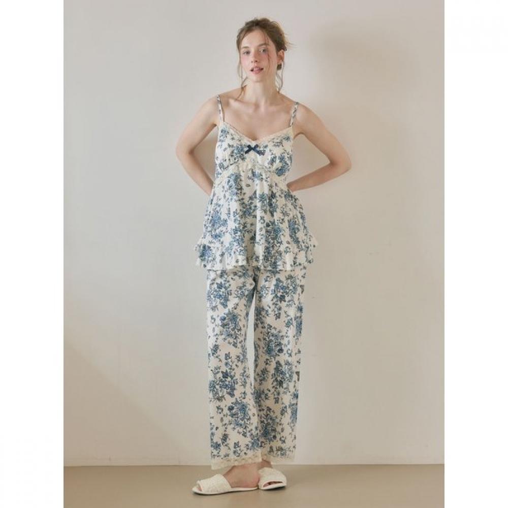 Lunaluz Women Modal Cotton Strap Sleeveless Bra Cup Two Piece Pajamas