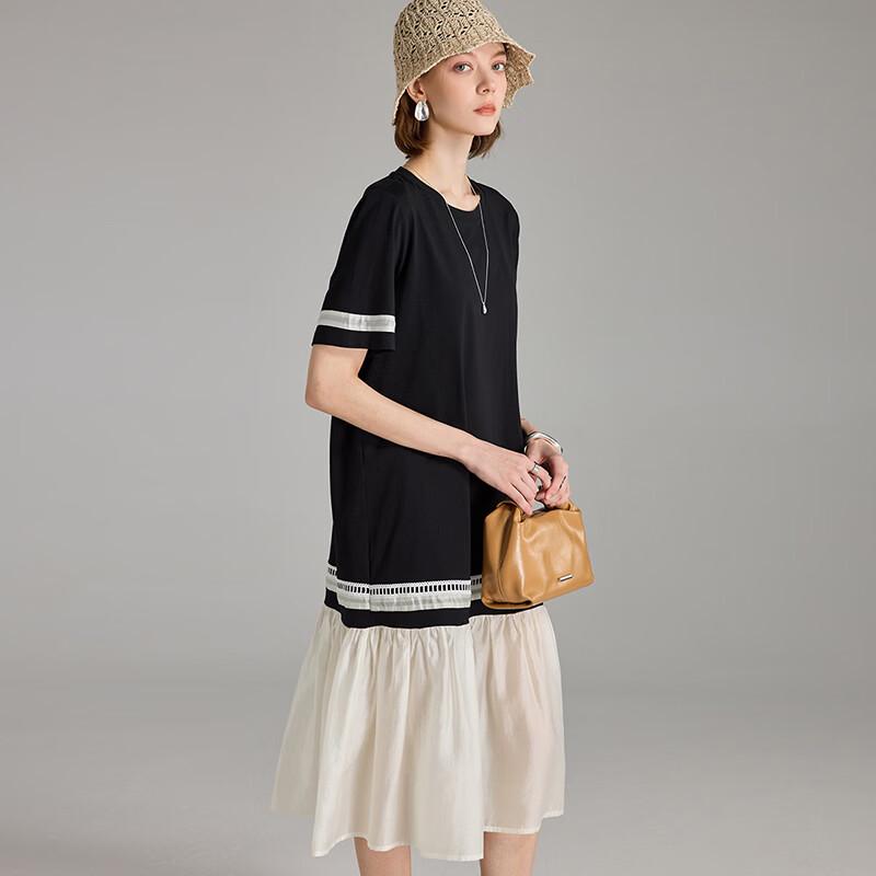 Women's French Style Color-block Cotton Summer Dress