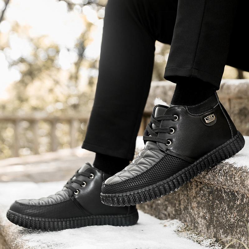 Men's thickened warm cotton shoes cold sticky line velvet snow boots winter high-top medium comfortable walking shoes
