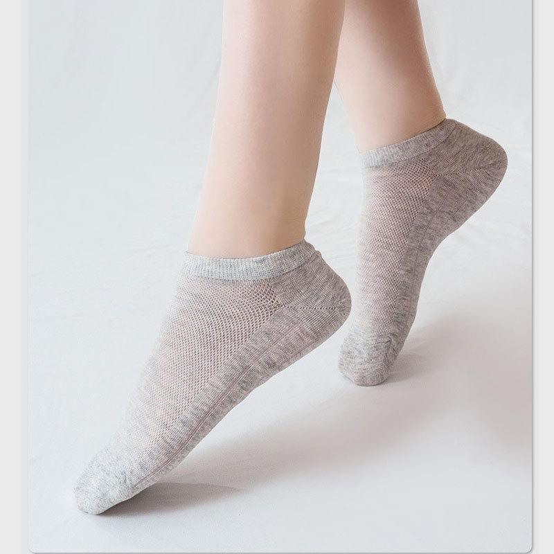 5 Pairs of Women's Summer Everything Solid Color Light Mesh Breathable with Casual Boat Socks