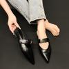 Fashion Spring Autumn 2025 Pointed Toe High Heels Women's French Style Slip-On Strap Shoes Matching Low Rubber Fashionable Slippers