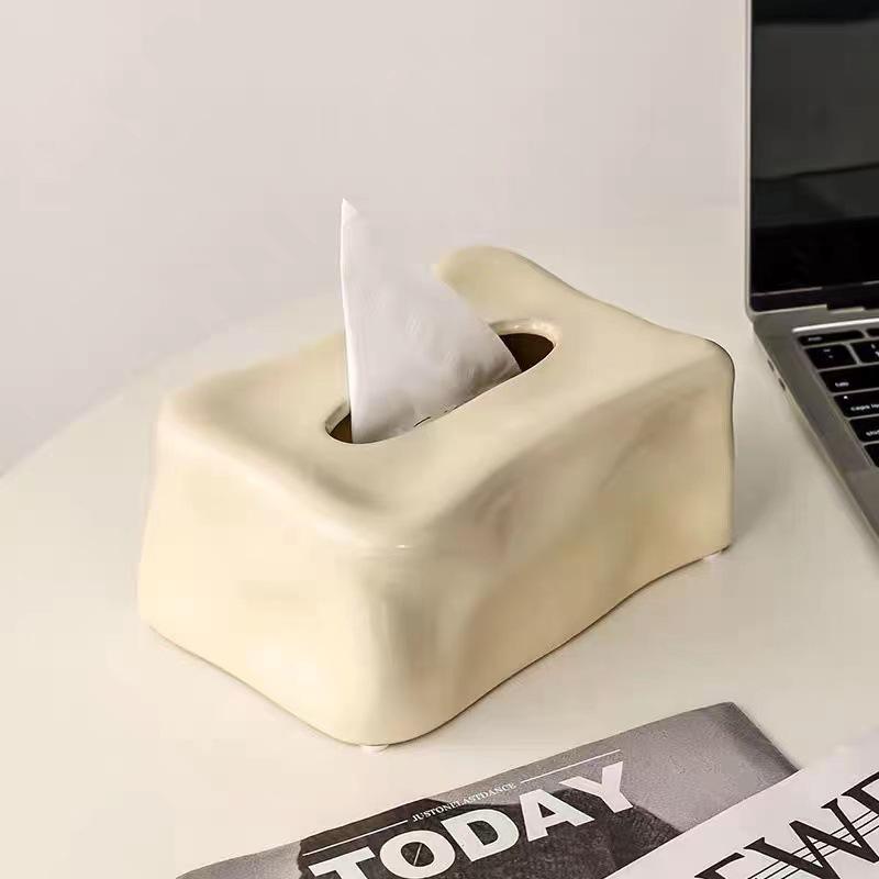 Irregular Tissue Box Ceramic Glacier Napkin