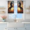 2pcs Brown Steed Under the Sunset Printed Curtain for Home Decor - Rod Pocket Window Treatment for Bedroom, Office, Kitchen