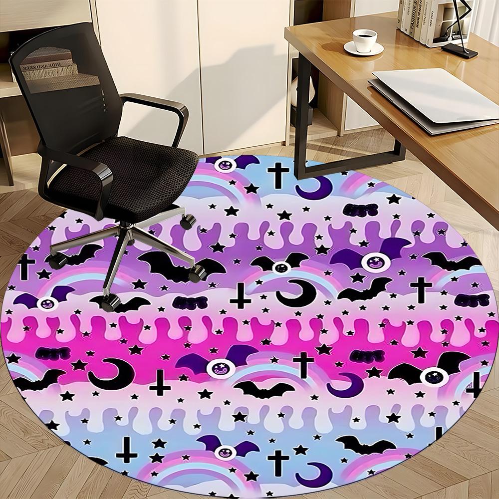 1pc Gothic Bat Office Round Rug, Non-slip, Soft and Durable Office Rug for Interior Decoration, Perfect for Office,Decoration yy260204049