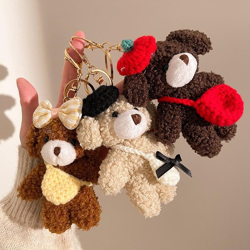 Bag Charm Pendant Creative Cute Teddy Bear Plush Pendants Small Commodity Dolls Keychains Dolls Bag Hanging Decorations Accessories