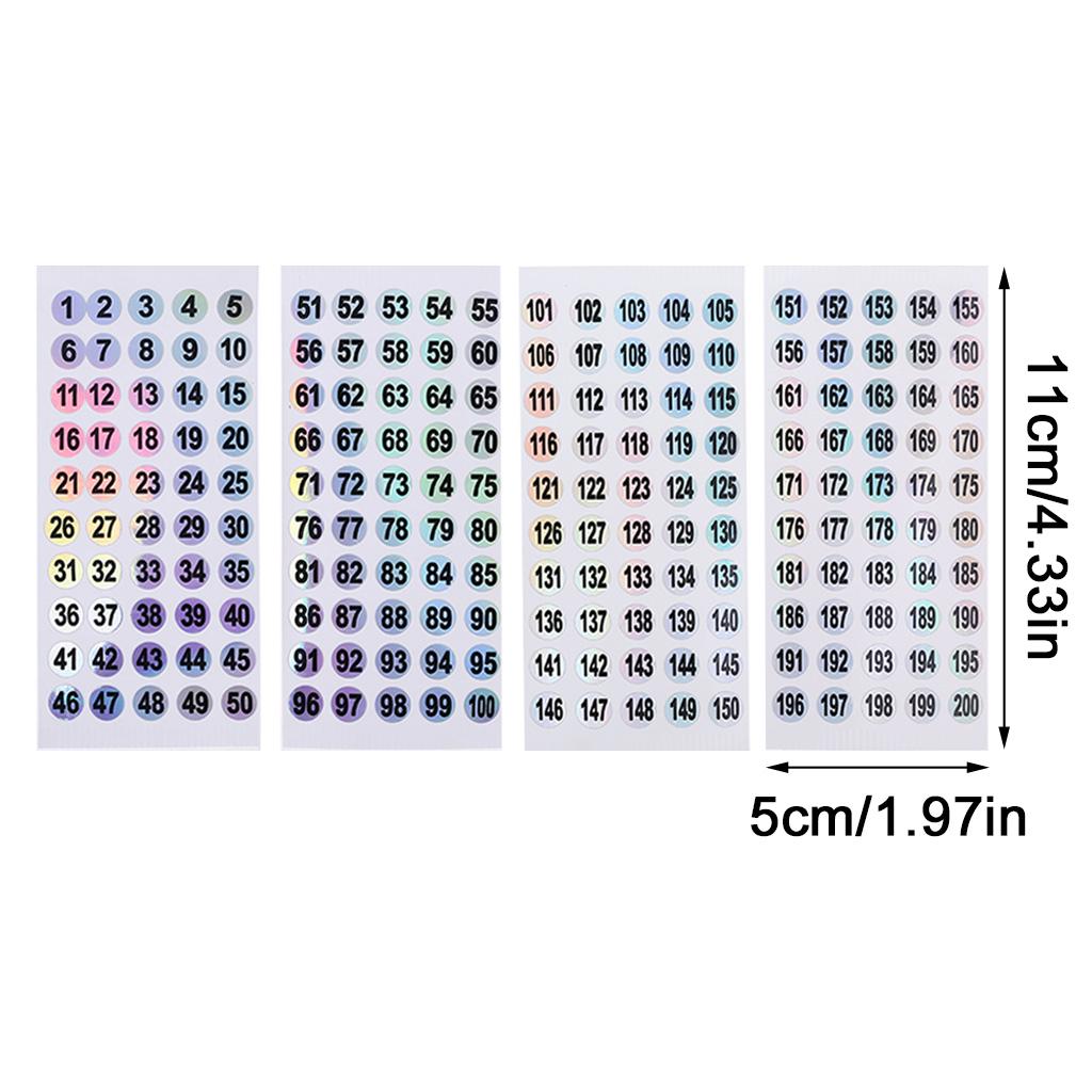 1 to 200 Number Stickers Self-Adhesive Round Number Labels Inventory Stickers Decal for Indoor Outdoor Storage Boxes
