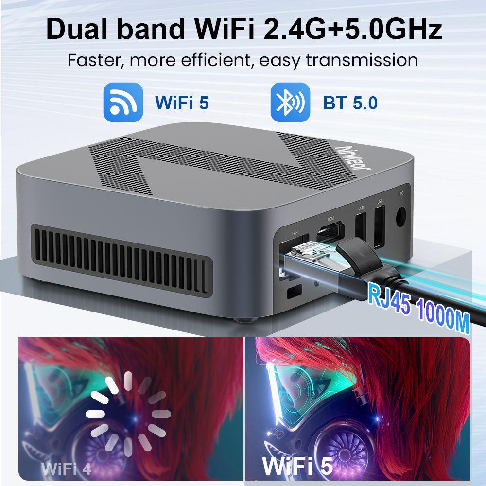 Ninkear MBOX 11 Mini PC, Intel Twin Lake N150 4 Cores Max 3.6GHz, 16GB RAM 512GB SSD, HDMI2.0 + DP1.4 (4K@60Hz) Dual Screen Display