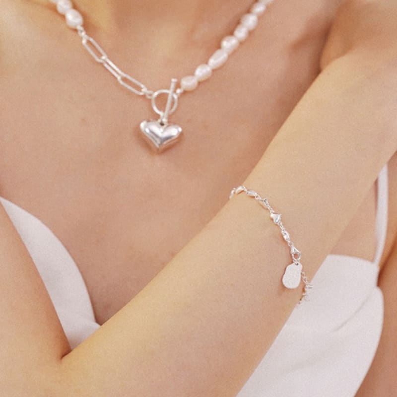 LAYERMOOD [PEARL&DRAPE] Silver925 Mini Heart BR