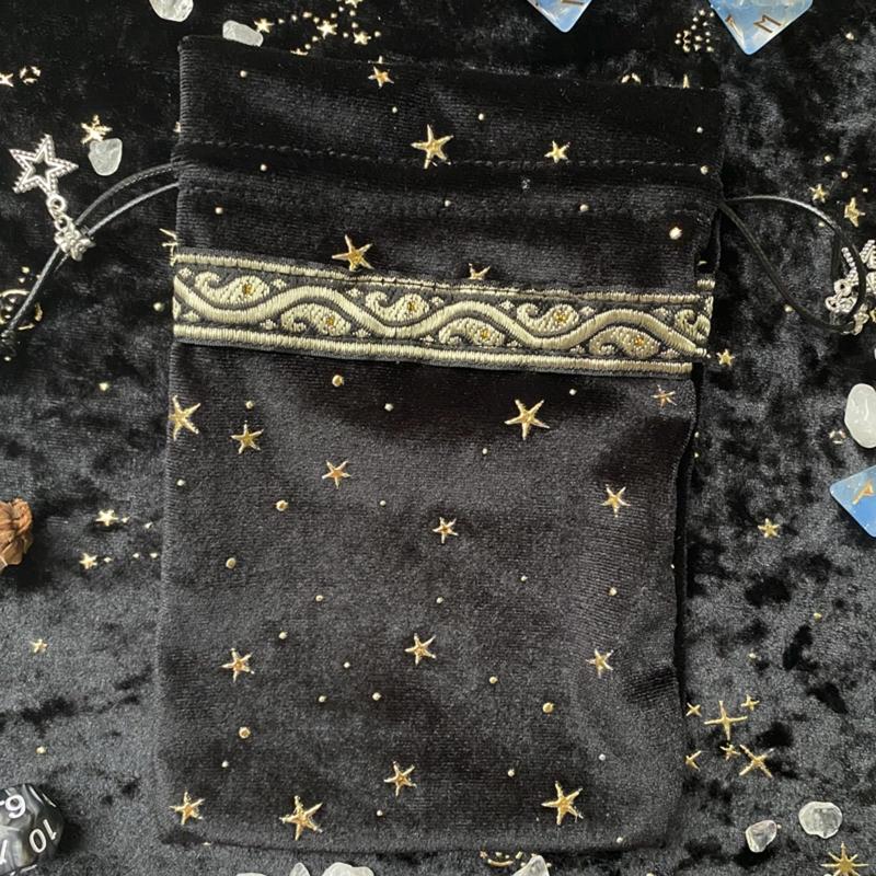 Velvet & Satin Drawstring Pouch for Ideal Size for Tarot & for Oracle Cards DND D&D Dungeons & Cards Accessories Jewelry