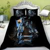 Bedding Set New Bed Cover 3D Skull Head Scary Print Family Bedroom Full Size Quilt Cover and Pillowcase Microfiber
