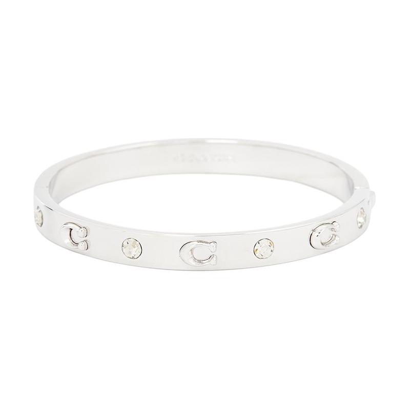 COACH Brand letter logo design glass brass bracelet women s silver