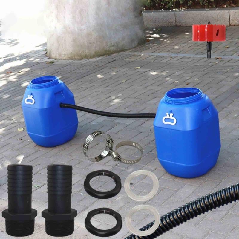 Garden Water Conservation Connector Set 1 Inch Robusts Barrels Fittings with 100cm Hose for Sustainable Rain Collection
