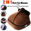 2 IN 1 Big Slipper Foot Heat Warm Massage Shoes Electric Heated Foot Warmer Velvet Feet Heated Foot Warmer Massager