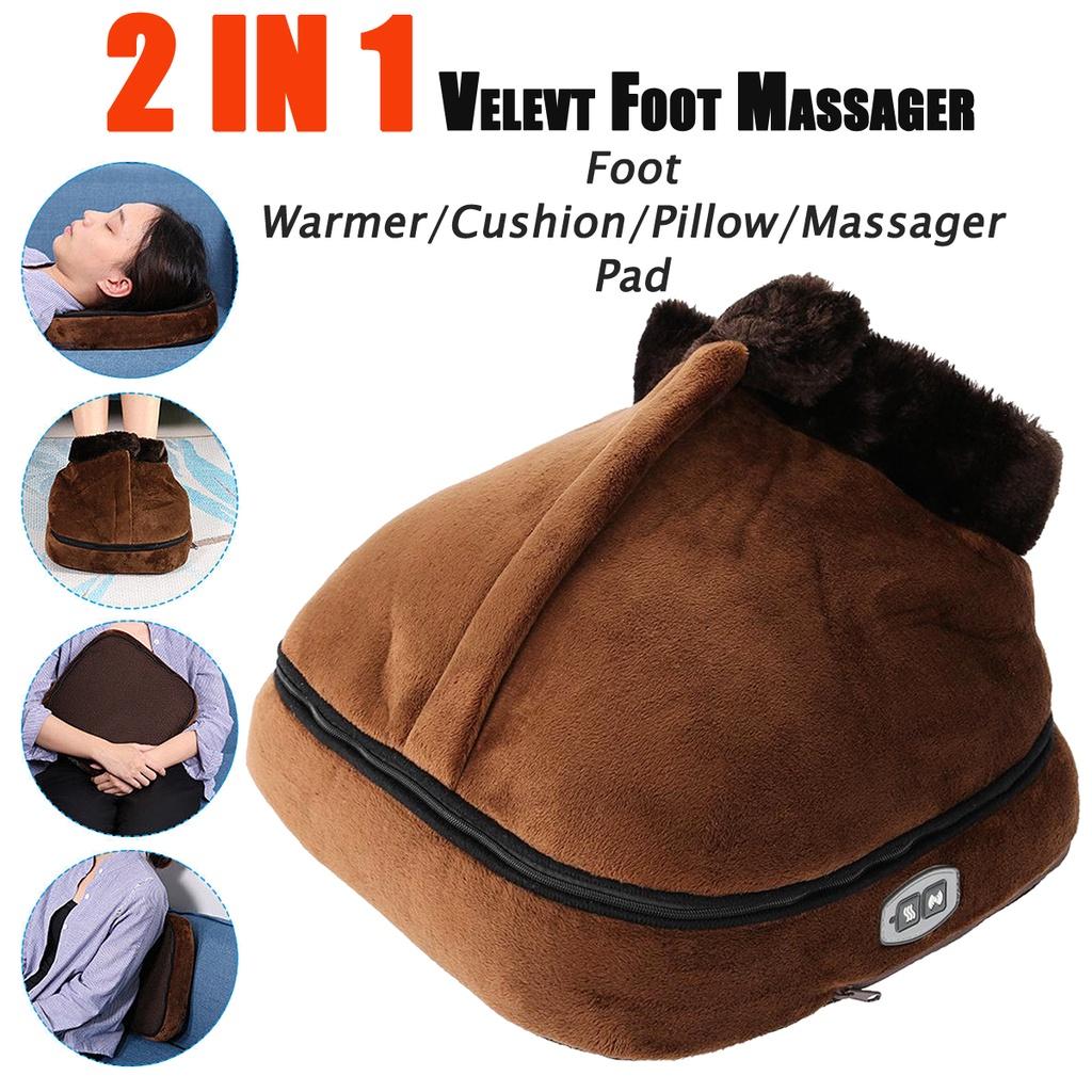 2 IN 1 Big Slipper Foot Heat Warm Massage Shoes Electric Heated Foot Warmer Velvet Feet Heated Foot Warmer Massager