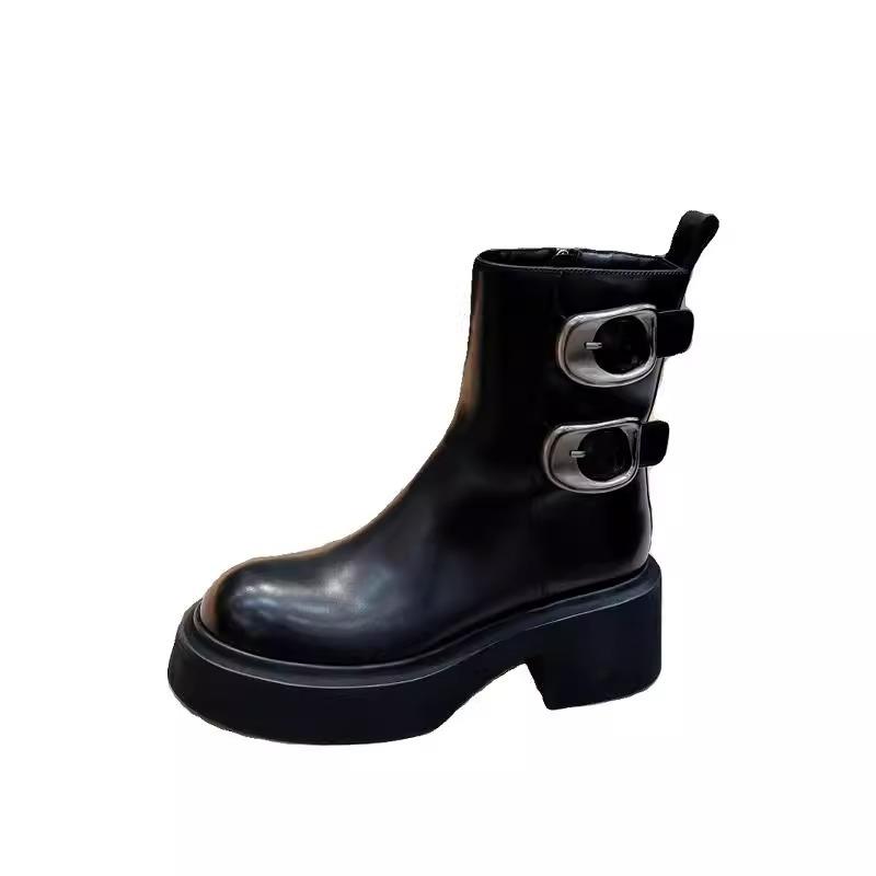 Fashion NEW Women Ankle Boots Fashion Eelgant Side Zippers Shoes Vintage Square Heels Autumn Winter Ladies Chelsea Booties