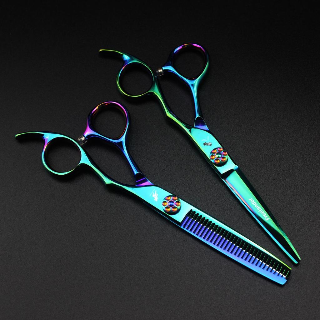 6.0" GM11 Green Hairdressing & Barber Scissors Set: Straight, Bang, & Thinning Shears