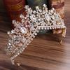 Kmvexo Baroque Rose Gold Pink Crystal Bridal Tiaras Crowns Rhinestone Diadem For Royal Bride Headbands Wedding Hair Accessories