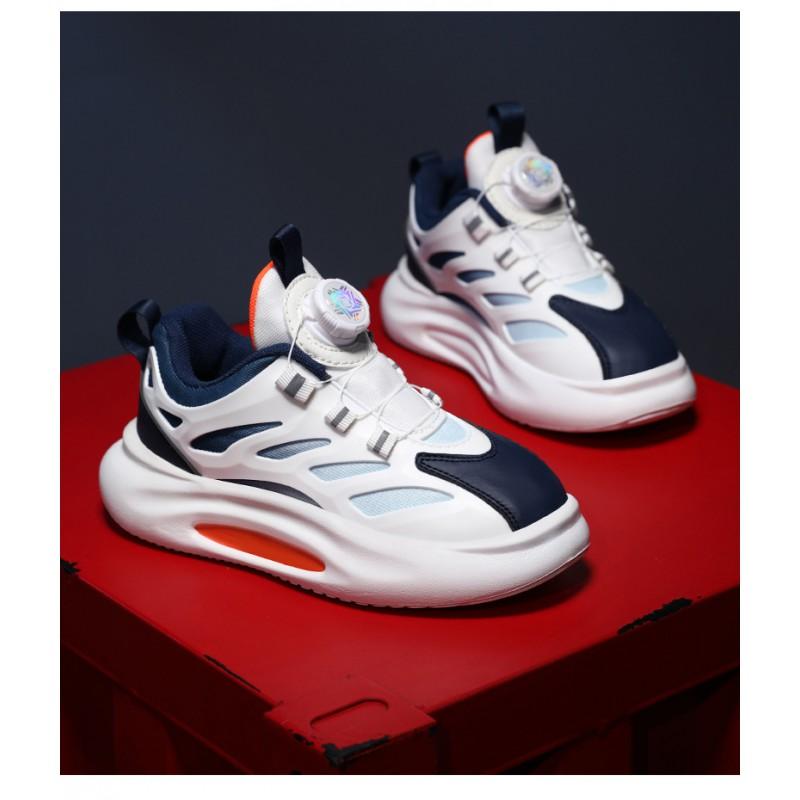Kids Lightweight Running Shoes With Rotating Buckle Girls Boys Winter Comfortable Sport Sneakers