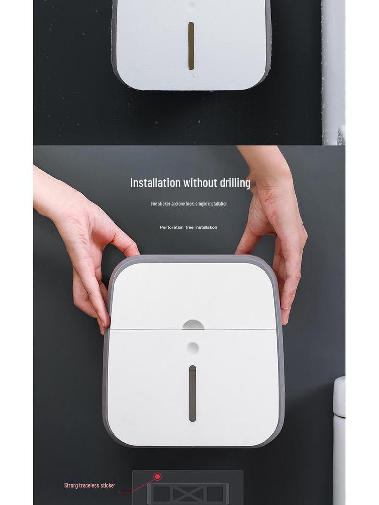 Wall-Mounted Bathroom Tissue and Phone Holder with Storage for Sanitary Supplies