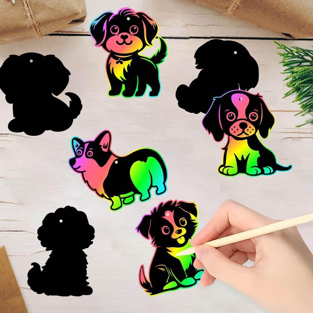 Dog Theme Birthday Scratch Cards Set Diy Puzzle Toys For Children Decor Party