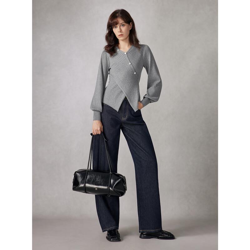 ELLE Women's High-Waist Straight-Leg Denim Jeans
