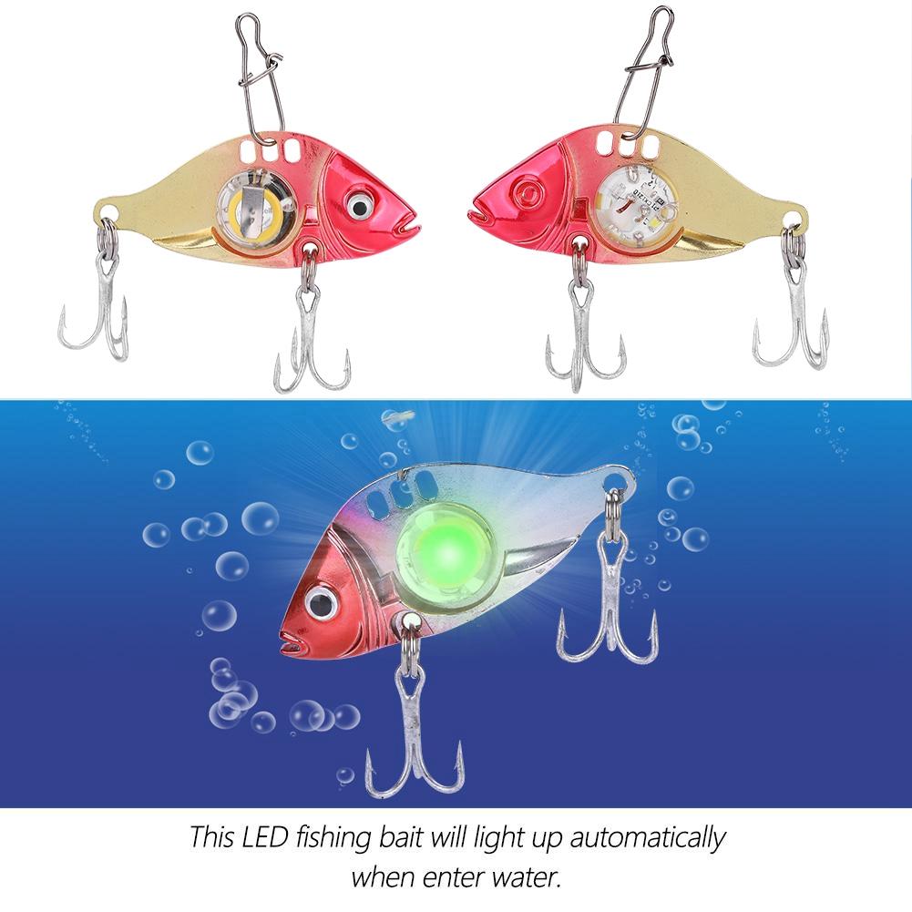 LED Underwater Flash Fishing Lures with Treble Hook Bait Tackle Accessories
