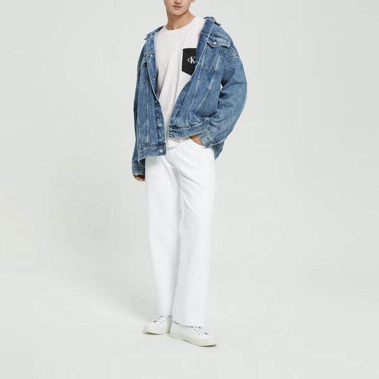 Calvin Klein T-Shirts Men's White Crew Neck Moderate ZM01883-YAF
