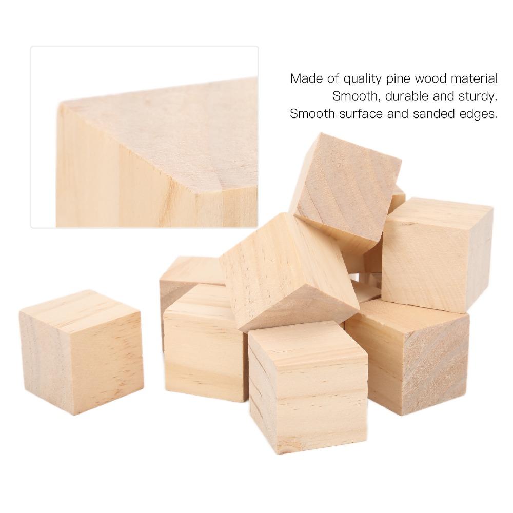 12PCS Uniform Size Wood Cubes Smooth Surface Wooden Cubes Wooden Blocks  DIY Projects