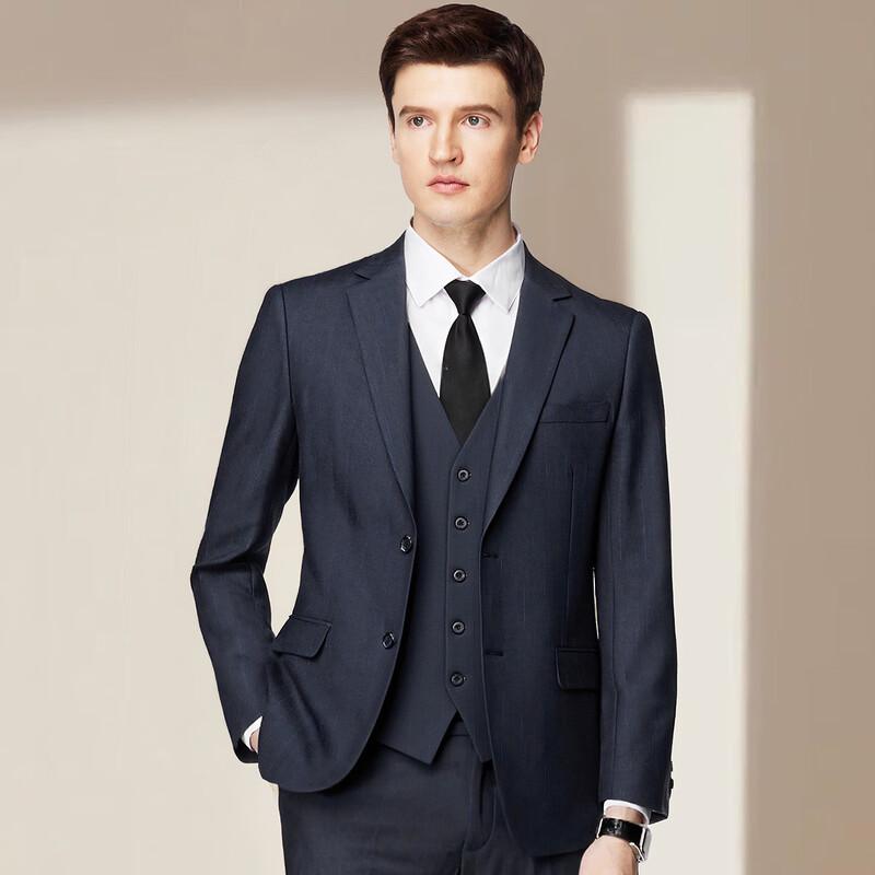 Shanshan Men's Classic Striped Business 3-Piece Suit