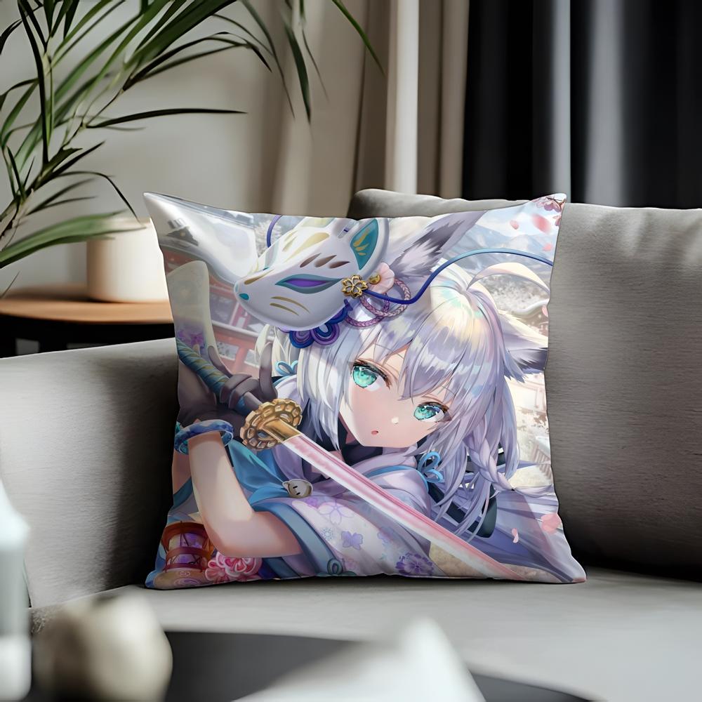 Trending SShirakami Fubukied Cushion Cover Antidustmite Pillowcase Invisible Zipper Silky Short Plush Sofa Cushion Cover