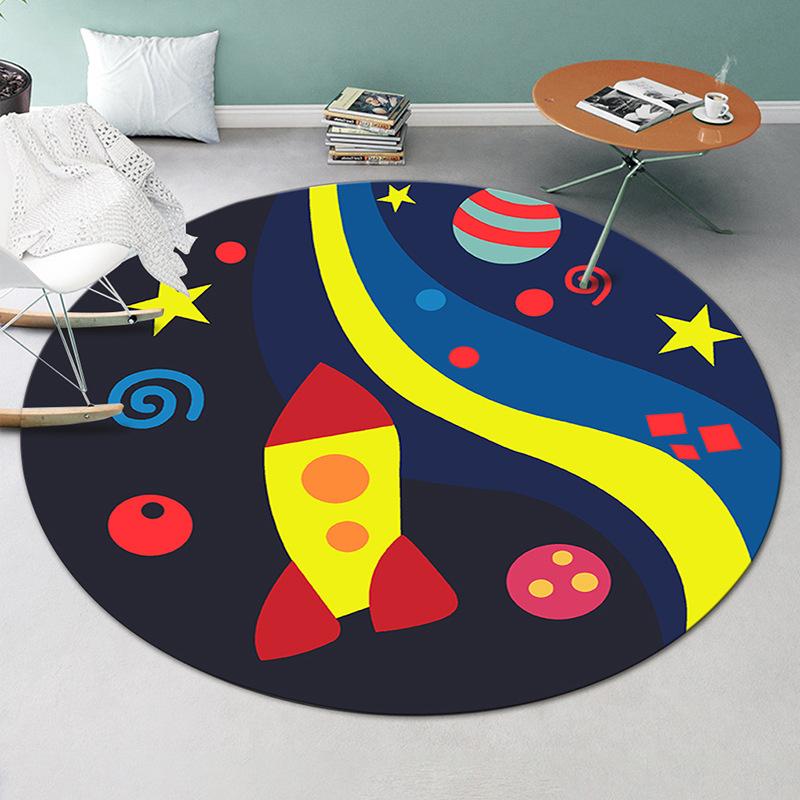 Decorative Carpet Cartoon Printed Area Rugs Round Carpet for Living Room Floor Mat Anti-Slip Mat