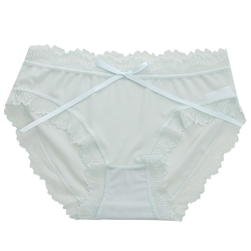 Women's Summer Thin Ice Silk Cotton Crotch Breathable Non Trace Middle Waist Triangle Briefs