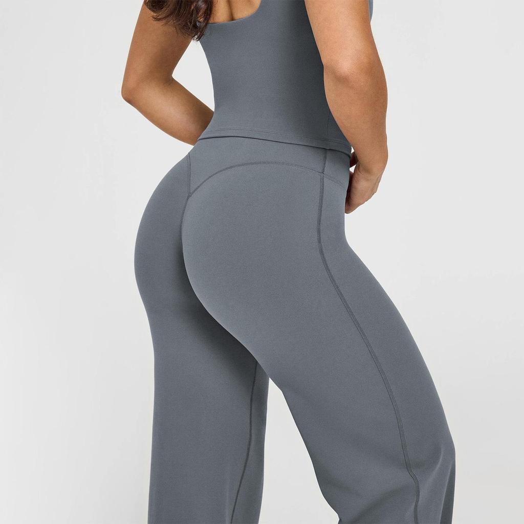 DFYNE Women's Seamless High-Waist Straight Leg Yoga Pants - Nude Feel, Butt-Lifting, Slimming, Loose Fit, Sports & Outdoor.