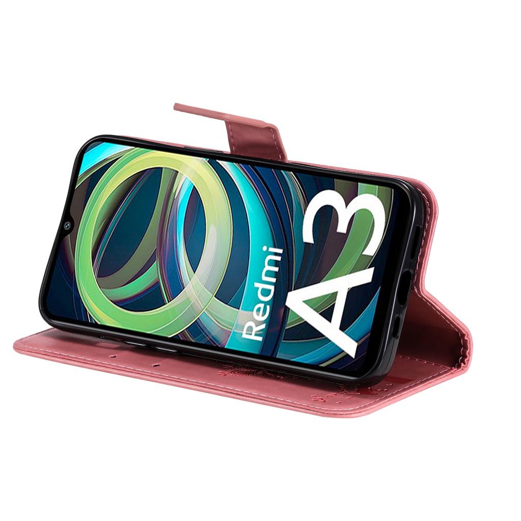 For Xiaomi Redmi A3/Poco C61 4G Phone Case with Stand Cat Tree Pattern Leather Wallet Mobile Cover