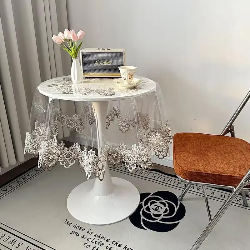 Tablecloth with A High-end Feeling Round Transparent PVC Waterproof Cloth Dust Resistant Coffee Table Pad