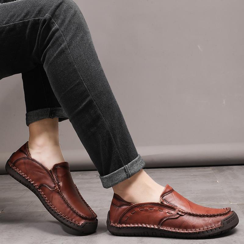 Men's Handmade Leather Shoes Casual Slip On Loafers Men's Flats Moccasins