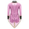 Unisex Kids Circus Magician Costume Long Sleeve Sequins Checkerboard Tailcoat Bodysuit Bow Tie Cosplay Outfit