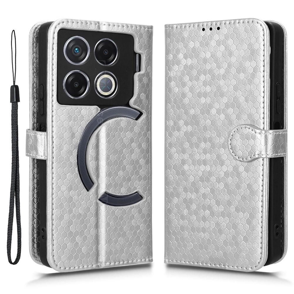 

For Infinix GT 20 Pro 5G X6871 Case Leather Phone Cover with Viewing Stand and 3 Card Holder Silver
