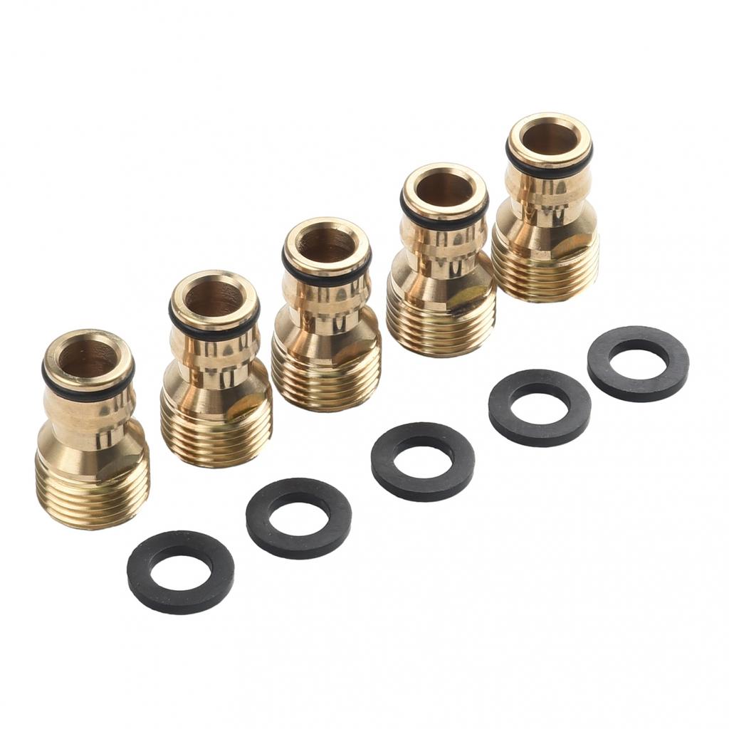 5pcs Brass Tap Adaptors External Thread Fitting Hose