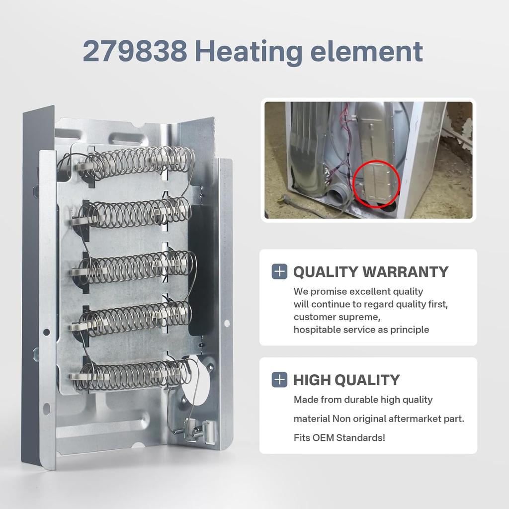 W10724237 279838 Dryer Heating Element Replacement for Whirlpool Ken-more Dryer -4531017 Dryer Heater-Replacement 3398064 3403585 8565582 AP3094254