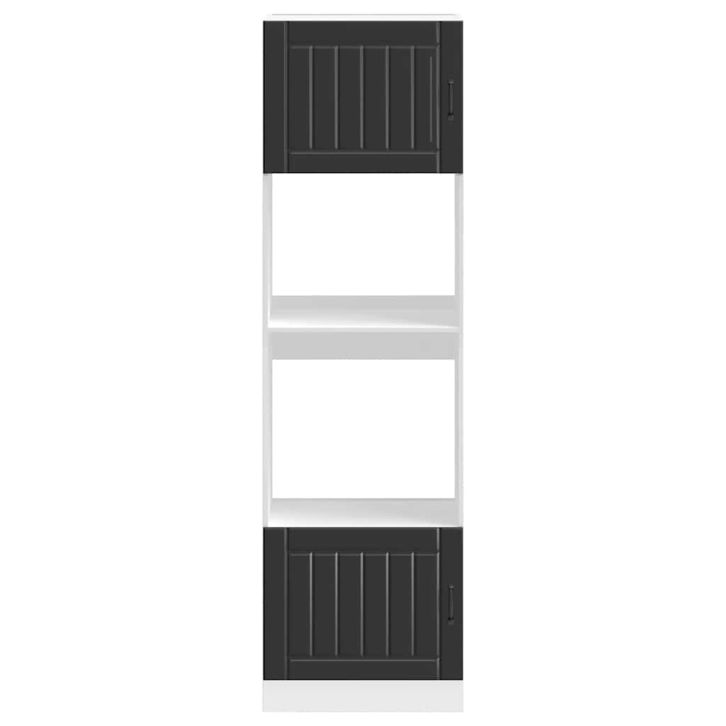 2 Pcs Oven Housing Cabinets Lucca Black Wood Based Panel