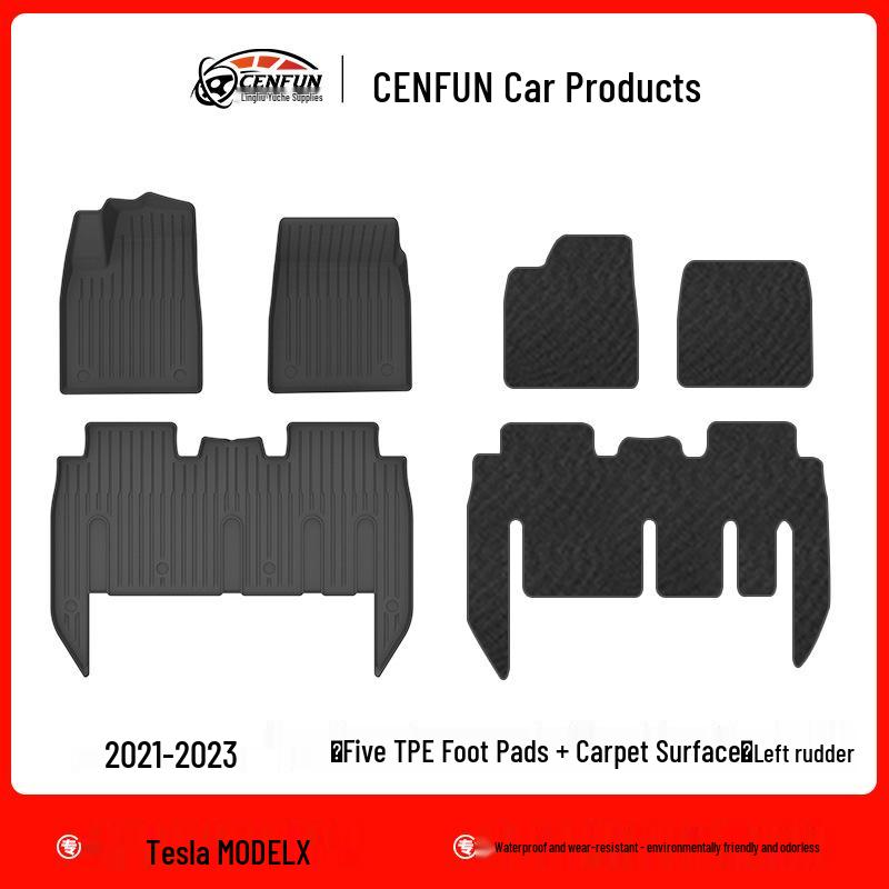 Waterproof TPE Floor & Trunk Mats for 2023 Tesla Model X LHD