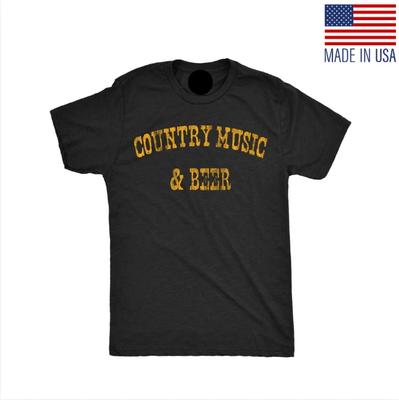 Mens Country Music and Beer Funny T-Shirt Sarcastic Graphic Tee for Men