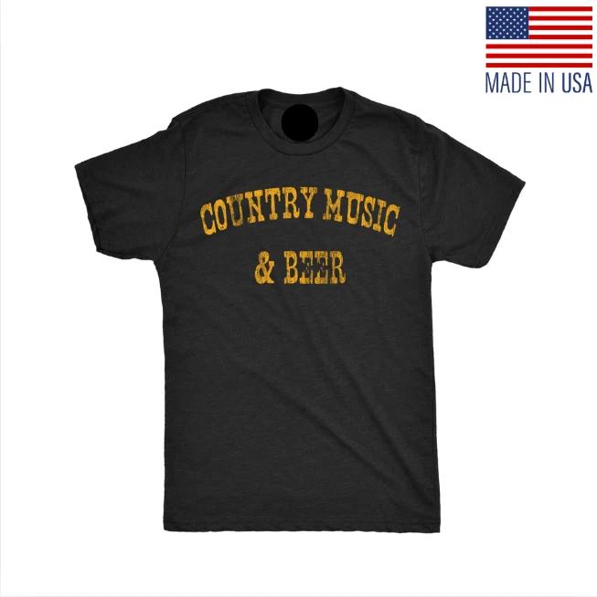 Mens Country Music and Beer Funny T-Shirt Sarcastic Graphic Tee for Men S