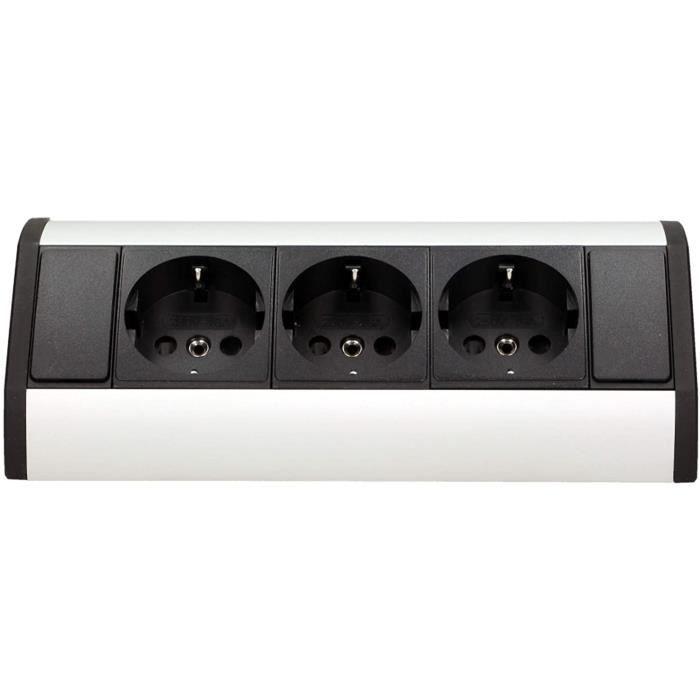 Orno gm-9001-(gs) multiprise electrique d\'angle idéal pour cuisine bureau et plan de travail montage en saillie à 45° 3680w - ty