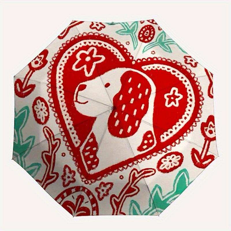 

1pc Dogs Heart Automatic Open/Close Umbrella, Portable Folding Umbrella for Travel, Themed Events, It is suitable as a gift for various festivals, Out